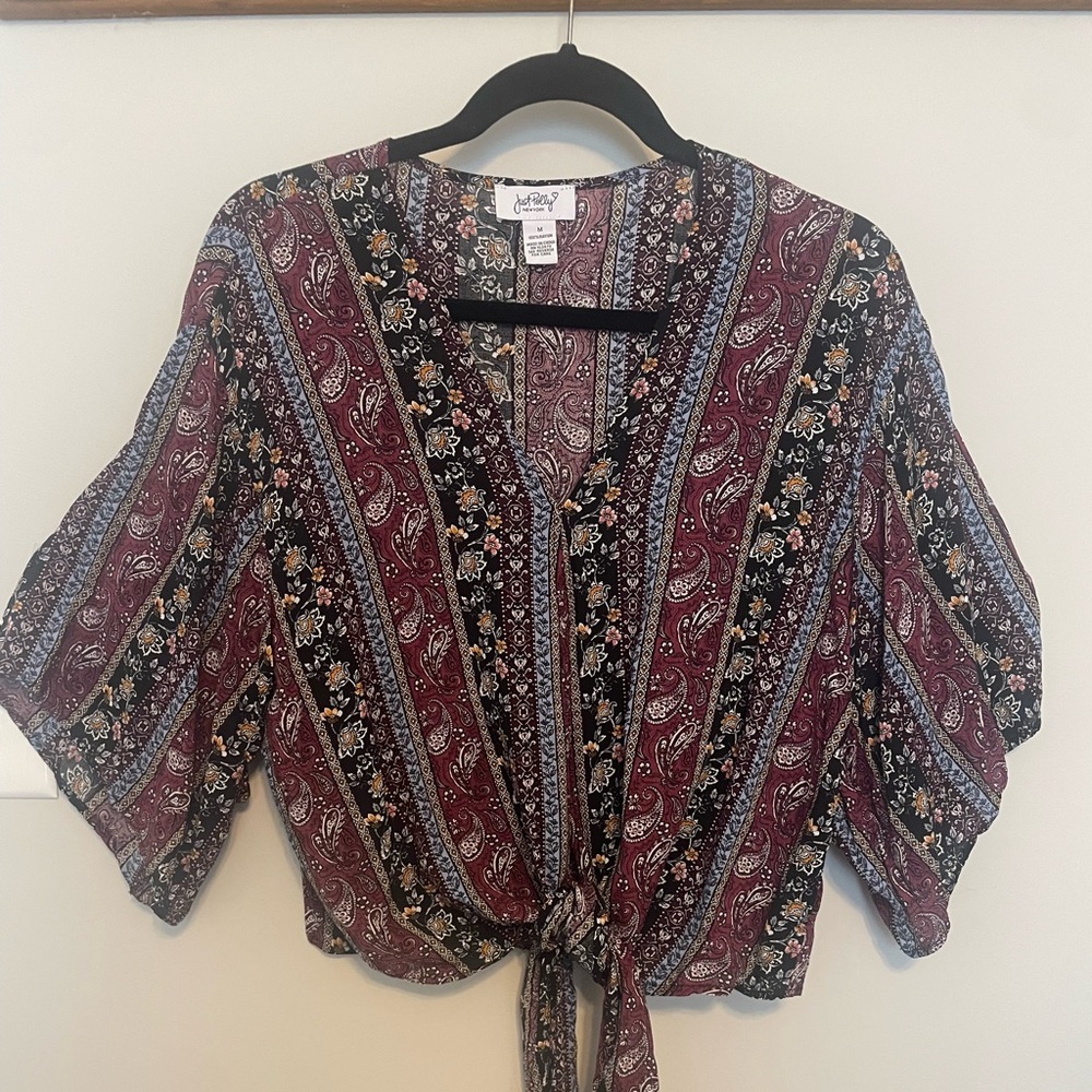 Just Polly New York Small Women’s Size Medium Floral Boho Blouse Shirt